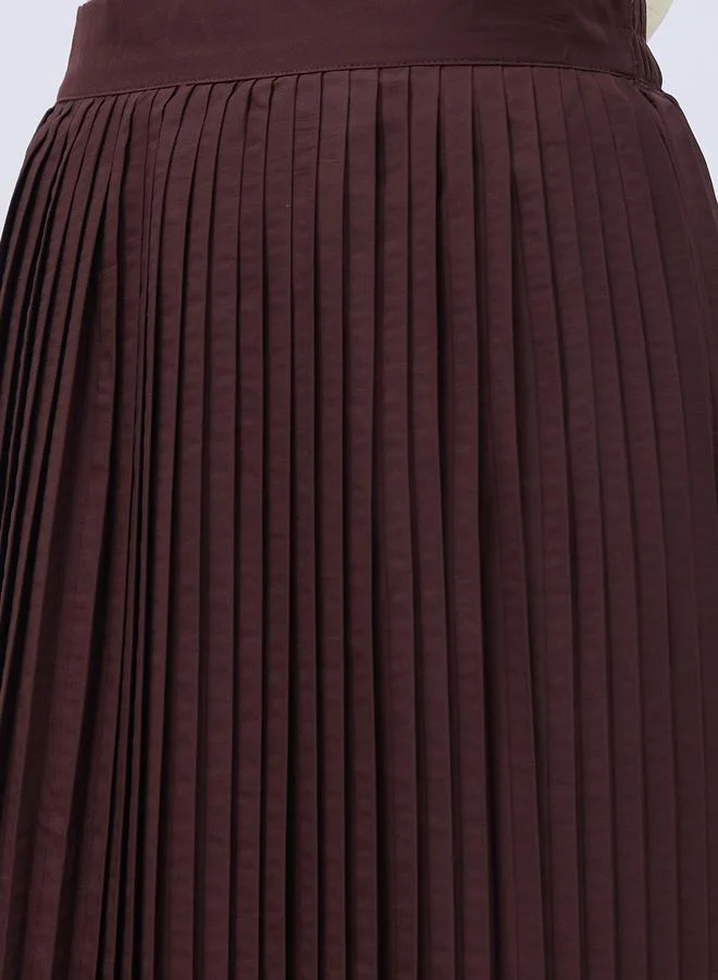 Styli Styli Pleated Flared Maxi Skirt