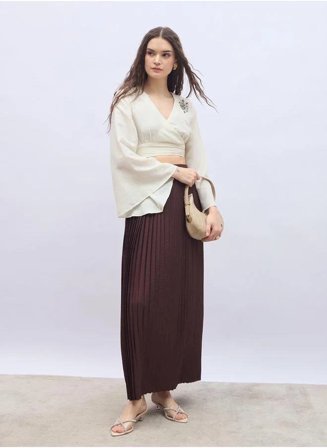 ستايلي Styli Pleated Flared Maxi Skirt
