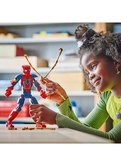 LEGO 76298 حديد مارفل سبايدر مان تمثال بناء، حركة بطل خارق للأطفال، لعبة بناء قابلة للتشكيل مع درع، نموذج قابل للبناء، هدية للفتيان والفتيات من عمر 8 سنوات وما فوق (303 قطعة)  - Image 3
