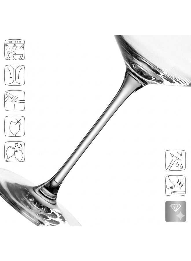 DubaiCrystal Premium Crystal Red Wine Glass Set of 6 – Elegant 490ml Large Bordeaux & Cabernet Wine Glasses – Ultra-Clear Hand-Blown Stemware for Fine Dining and Anniversaries - Image 2