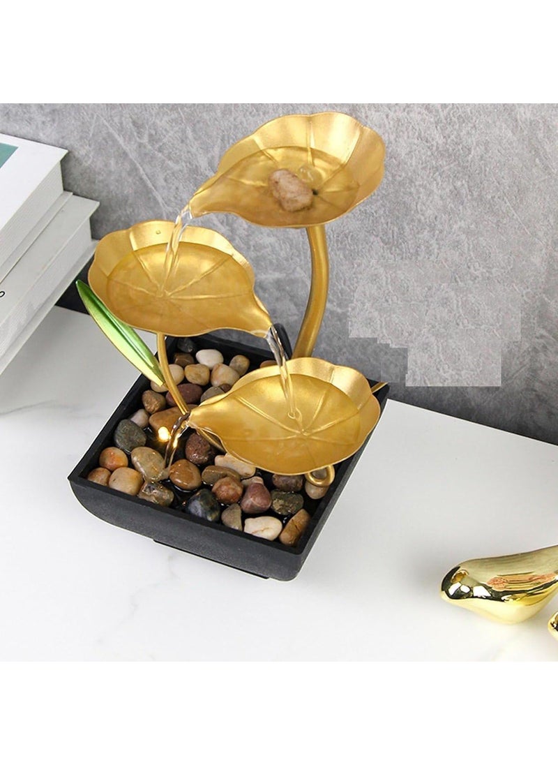 PATTAR PATTAR Tabletop Fountain Indoor Waterfall Fountain for Home OfficeBedroom Decor with Natural River RocksIndoor Lotus Leaf RelaxationTable Fountain  - Image 2