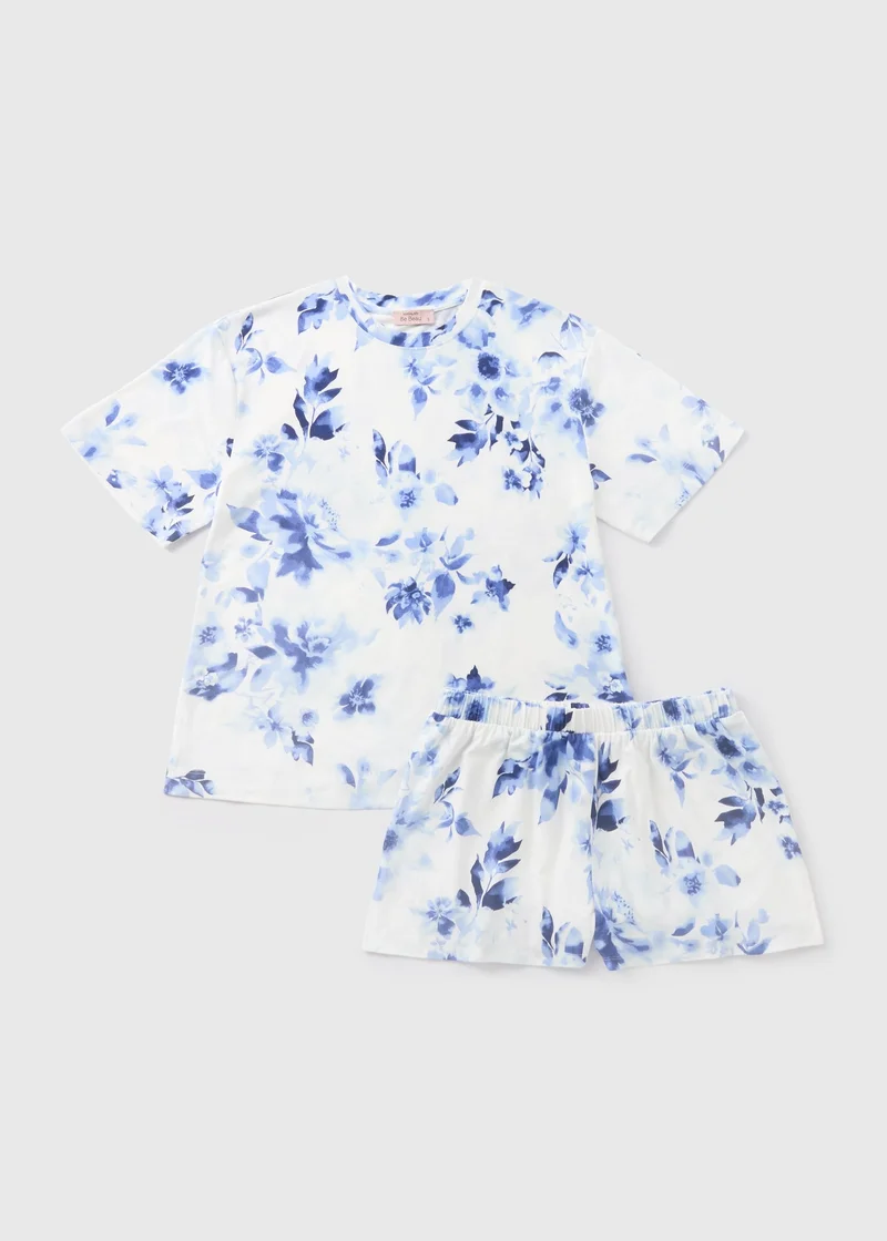 Matalan Sage Green Floral Soft Touch Shorts Pyjama Set
