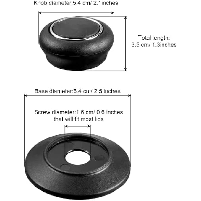 Khazna Pot Lid Top Replacement Knob Heat Resistant Pot Top Knob Replacement Pot Lid Replacement Knob Lid Handle ReplacementBlack 4 PackBlack - Image 2
