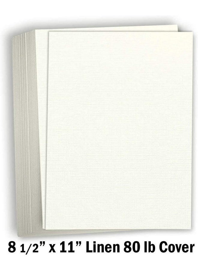 Hamilco - Linen Textured Cardstock Paper 8 1/2 X 11 Blank Thick Heavy Weight 80 Lb Cover Card Stock For Printer 50 Pack (Natural) - Image 1