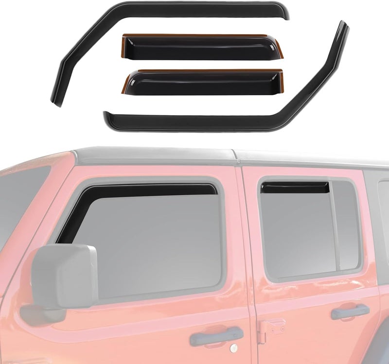 Partol Side Window Rain Guard In-Channel Deflectors for Jeep Wrangler JL JLU/Gladiator JT 4-Door (2018-2021) - Image 1