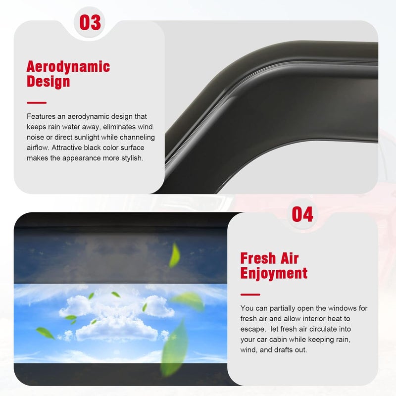 Partol Side Window Rain Guard In-Channel Deflectors for Jeep Wrangler JL JLU/Gladiator JT 4-Door (2018-2021) - Image 4