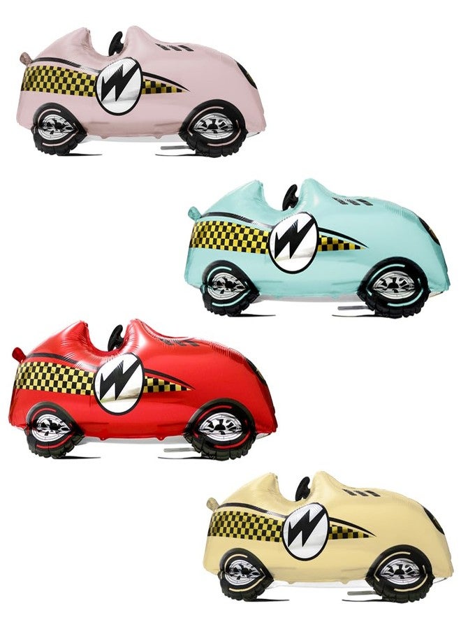 Deermon 4 Color Vintage Racing Car Roadster Balloons, Large Fast Speedy Retro Race Car Themed Vehicles Sports Car Balloon For 1st Baby Shower Birthday Christmas Party Decorations Supplies - Image 1