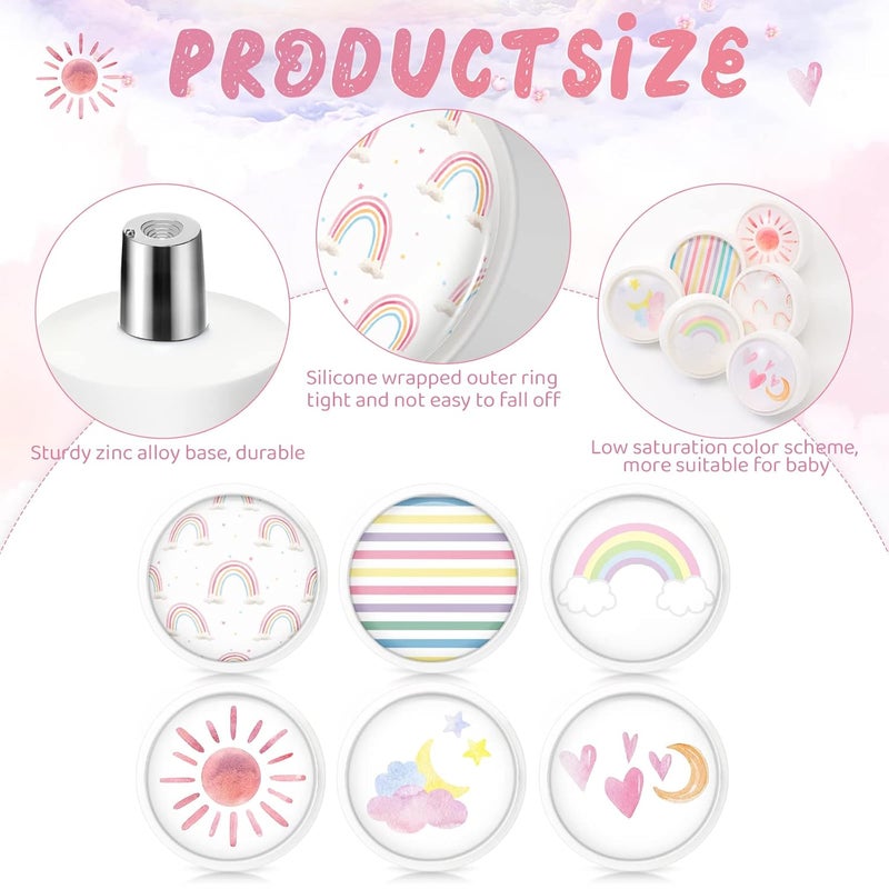 Fumete 12 Set Knobs for Dresser Drawers for Kids Girls Boho Rainbow Drawer Knob Pulls Round Soft Rubber Pastel Drawer Knobs Silicone Cabinet Drawer Knobs for Baby Girls Kids Dresser Room Nursery - Image 3