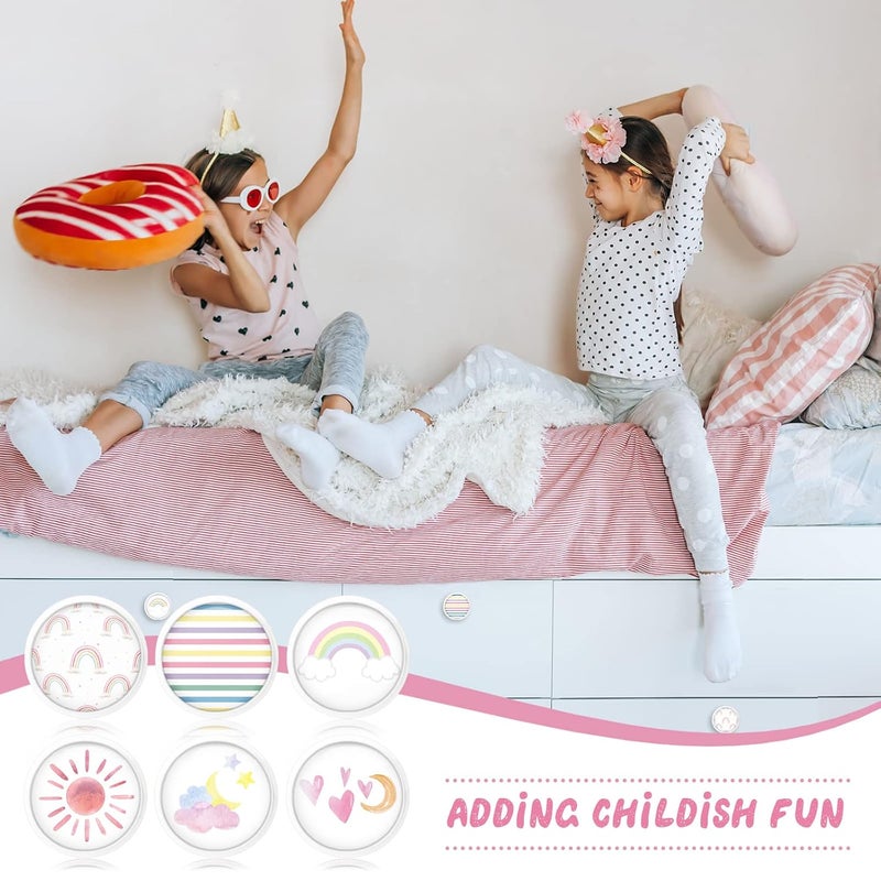 Fumete 12 Set Knobs for Dresser Drawers for Kids Girls Boho Rainbow Drawer Knob Pulls Round Soft Rubber Pastel Drawer Knobs Silicone Cabinet Drawer Knobs for Baby Girls Kids Dresser Room Nursery - Image 4