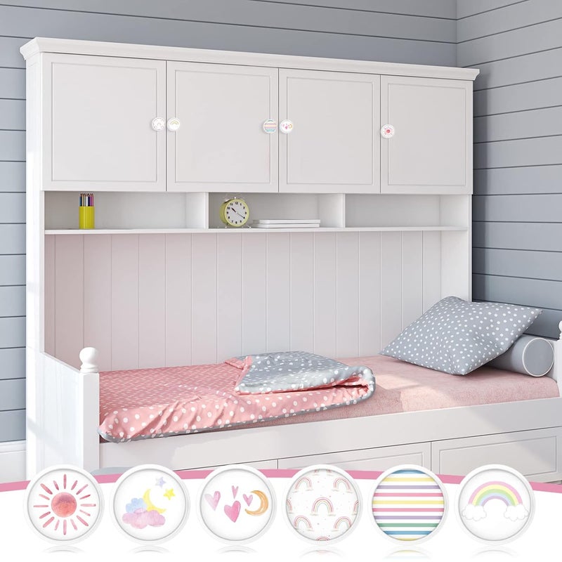 Fumete 12 Set Knobs for Dresser Drawers for Kids Girls Boho Rainbow Drawer Knob Pulls Round Soft Rubber Pastel Drawer Knobs Silicone Cabinet Drawer Knobs for Baby Girls Kids Dresser Room Nursery - Image 5
