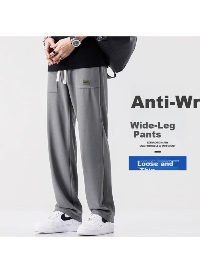 Foss Phil Casual Pants For Men, Spring And Summer Trendy Sports Loose Wide-leg Versatile Stylish Straight Trousers, 1155 Gray 2XL - Image 1