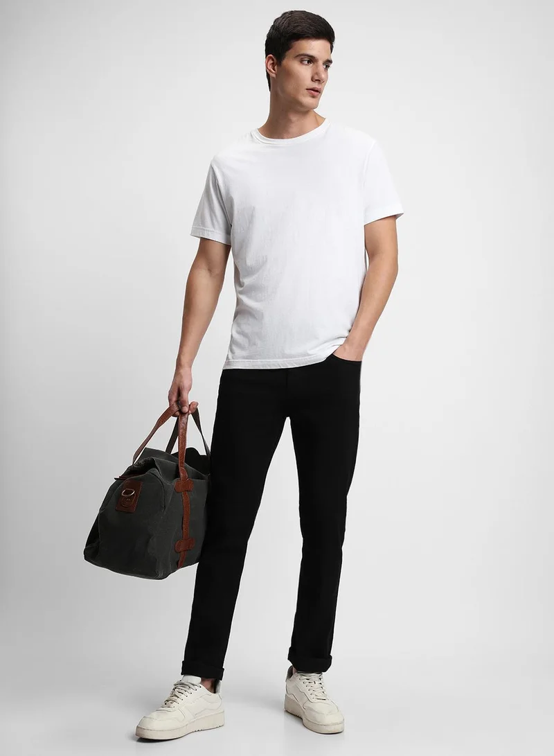 دينيس لينغو جينز رجالي أسود بقصة مستقيمة مع أزرار وسحاب (قطن بولي سترتش)