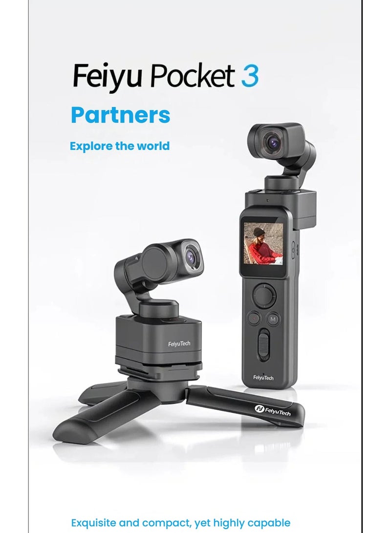 فيو تيك مجموعة كاميرا تتبع الذكاء الاصطناعي FeiyuTech Pocket 3، مسجل فيديو بدقة 4K، جيمبال ثلاثي المحاور قابل للفصل لاسلكيًا، مستشعر CMOS بحجم 1/2.3 بوصة، زاوية رؤية 130°، مغناطيسية، للرياضات القصوى/السيارات/السفر، مدونات الفيديو على يوتيوب وتيك توك (تشغيل عن بعد) - Image 1