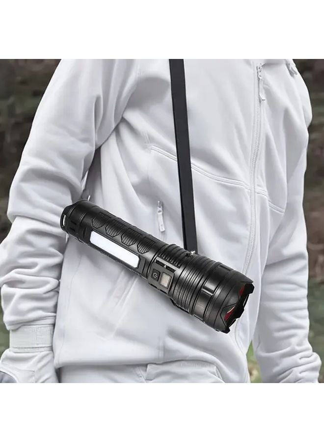 1pc 2650LM Large Rechargeable Flashlight With Side Light Power Bank USB Type C - Image 4