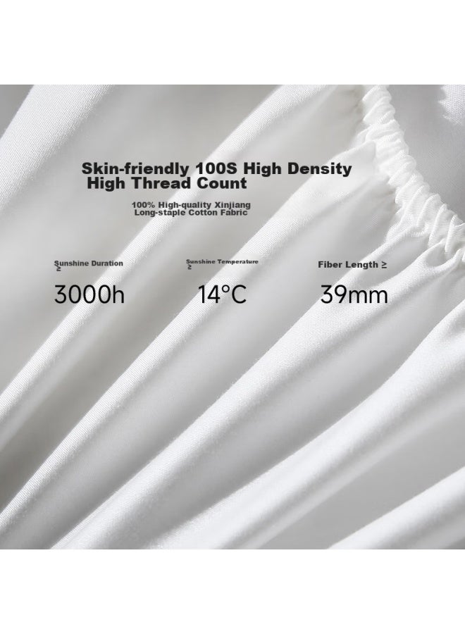 Mlily Cotton Fitted Sheet, 100% Pure Cotton, Antibacterial, Waterproof, Quilted, Mattress Protector, Pure Cotton, White, 1.8 Meters - Image 1