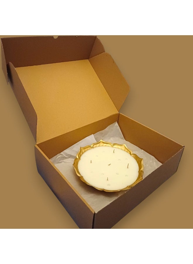 By Red Ribbons Golden Urli Candle Bowl with Aromatic Wax – Festive Decorative Gift Bowl, Gold Finish - Image 3
