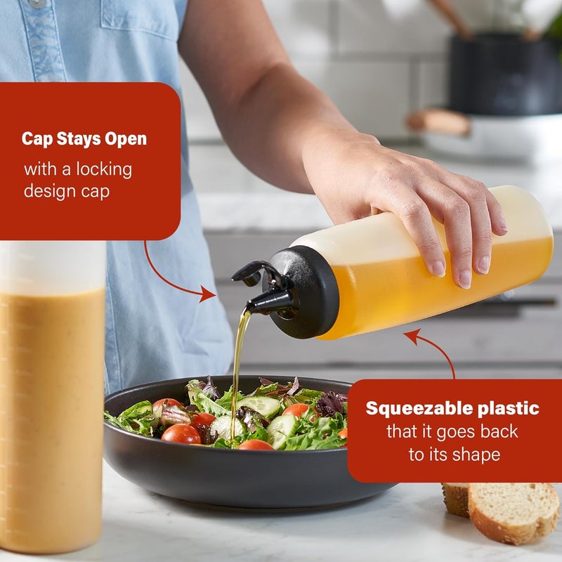 MIGHTY STRONG 4 Pack Condiment Squeeze Bottles 24 Oz –Easy Pour Sauce Bottle With Leak Proof Snap Cap, Plastic Squeeze Bottles For Sauces, Condiment Containers, clear - Image 4