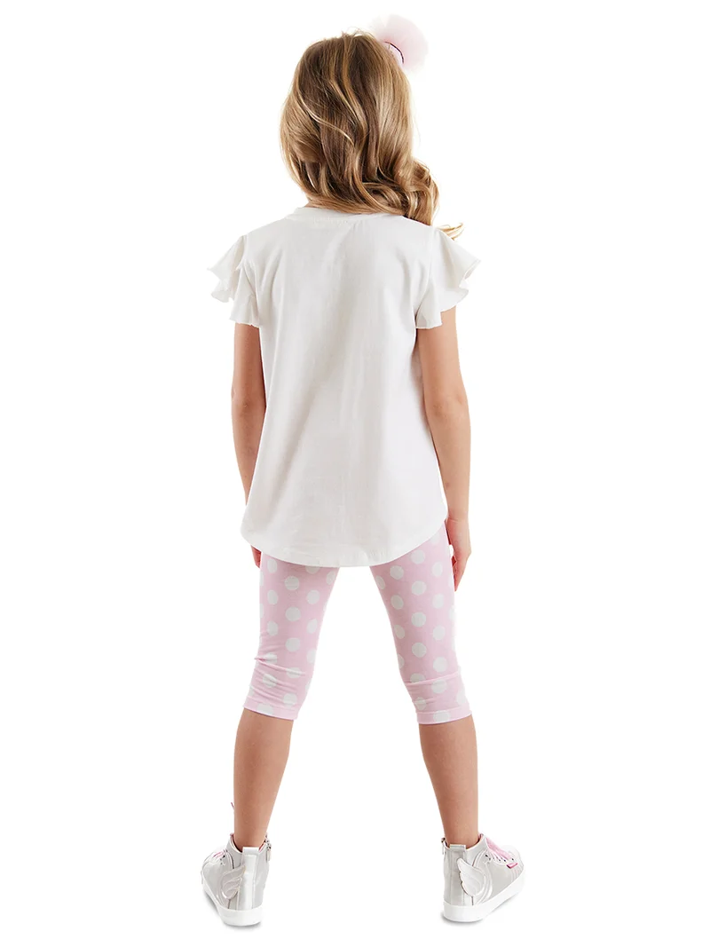 دينوكيدس طقم تي شيرت وبنطلون ليجنز للبنات بتصميم حيوانات باليه