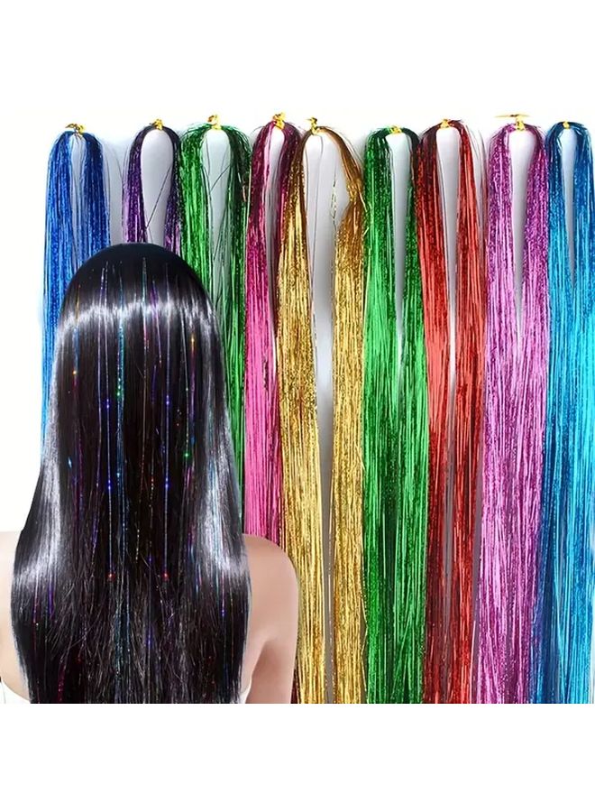12pcs Glitter Sequin Hair Clip Set Long 36inch Heat Resistant Extensions - Image 2