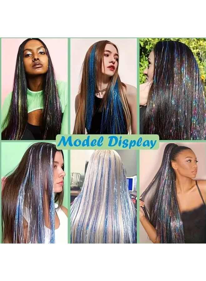12pcs Glitter Sequin Hair Clip Set Long 36inch Heat Resistant Extensions - Image 4