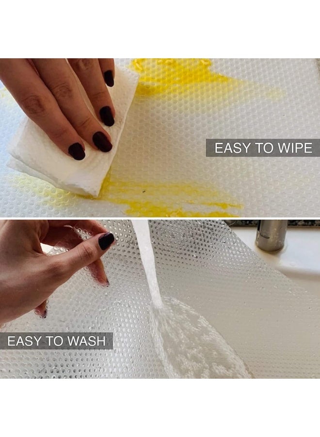 Drawer Liner, 45cmx200cmx4 Rolls Kitchen Shelf Liner EVA Non-Adhesive Waterproof Washable Cabinet Liner Refrigerator Locker Anti-Slip Pad Sink Protector for Home Office (Clear/Dot) - Image 3