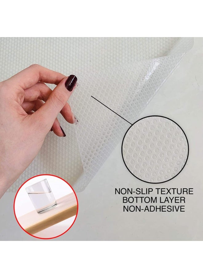 Drawer Liner, 45cmx200cmx4 Rolls Kitchen Shelf Liner EVA Non-Adhesive Waterproof Washable Cabinet Liner Refrigerator Locker Anti-Slip Pad Sink Protector for Home Office (Clear/Dot) - Image 2