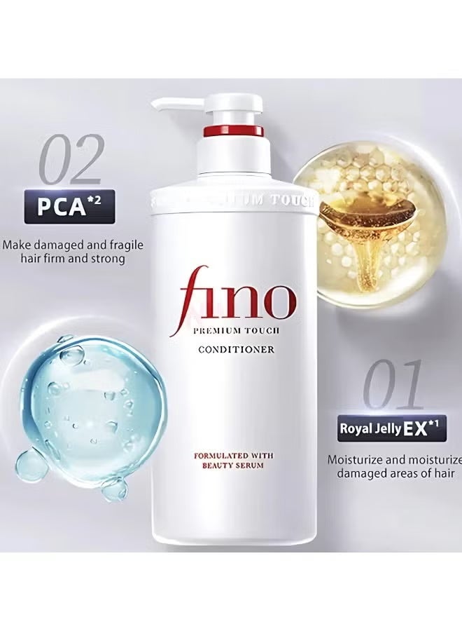 Fino Shiseido Premium Touch Moist Shampoo 550 ml & Conditioner 550 ml & treatment mask 230 gm & Hair oil 70 ml hair care set Strengthen, nourish and restore dry hair, dry scalp and damaged hair - Image 4