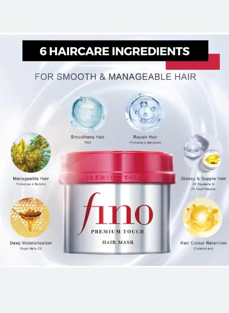 Fino Shiseido Premium Touch Moist Shampoo 550 ml & Conditioner 550 ml & treatment mask 230 gm & Hair oil 70 ml hair care set Strengthen, nourish and restore dry hair, dry scalp and damaged hair - Image 5
