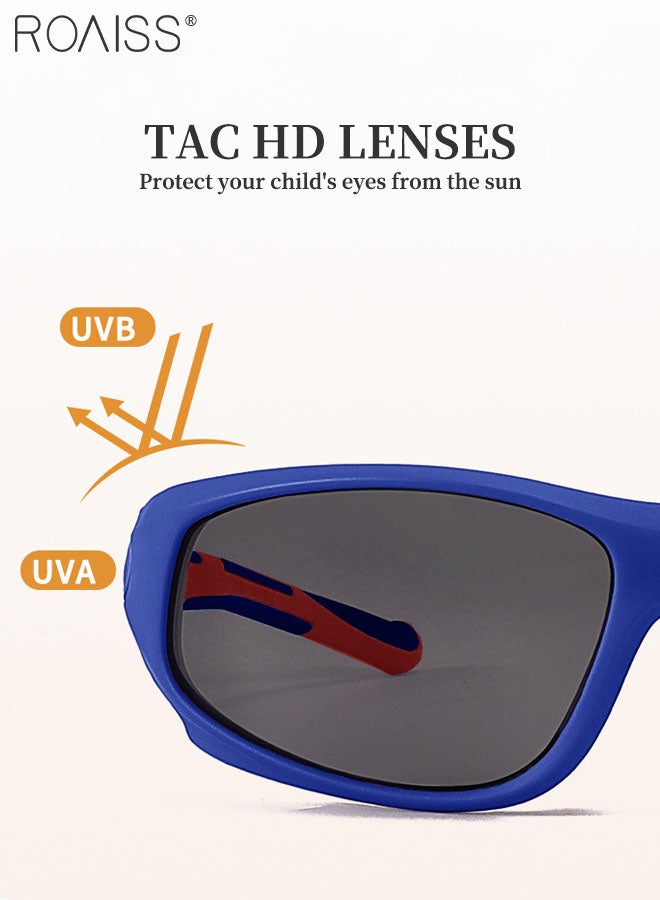 رويس نظارات شمسية رياضية مستقطبة للأولاد والبنات، نظارات جري تحمي من الأشعة فوق البنفسجية 400، نظارات واقية من الغبار لركوب الدراجات في الهواء الطلق للأطفال، بيسبول، جولف، أزرق داكن - Image 5