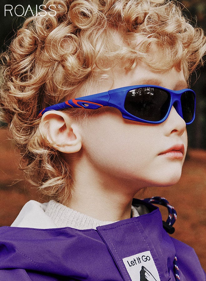 رويس نظارات شمسية رياضية مستقطبة للأولاد والبنات، نظارات جري تحمي من الأشعة فوق البنفسجية 400، نظارات واقية من الغبار لركوب الدراجات في الهواء الطلق للأطفال، بيسبول، جولف، أزرق داكن - Image 2