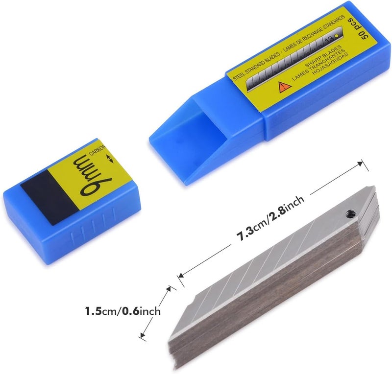 FOSHIO 60 Degree Snap Off Universal Art Knife Replacement Blades, High Hardness Carbon Steel Material, Auto Vinyl Wrap Office Cutter Craft Knife Sharp Blades, Pack of 100 - Image 5