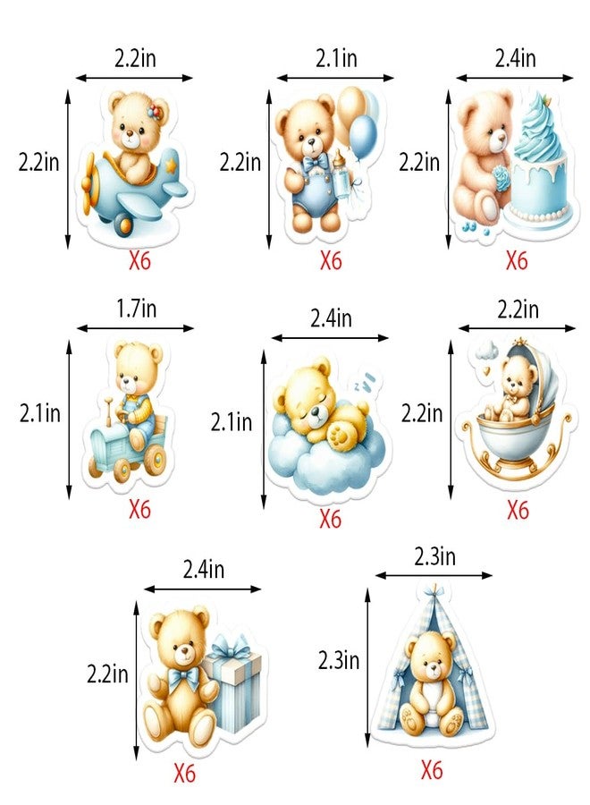 Auteby 48Pcs Baby Bear Cupcake Toppers for Bear Theme Baby Shower Boy or Girl Birthday Party Supplies (BOY) - Image 4