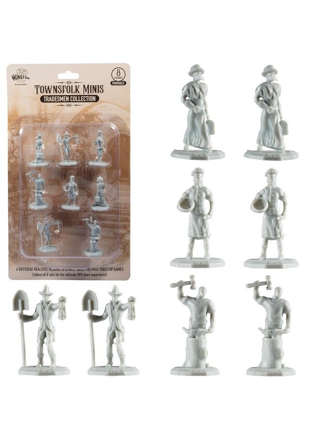 Monster Protectors Monster Townsfolk Mini Fantasy Figures 8Pc Tradesmen Non Player Character Npc Miniatures 1" Hexsized Compatible With Dnd Dungeons And Dragons Pathfinder And All Rpg Tabletop Games  - Image 3