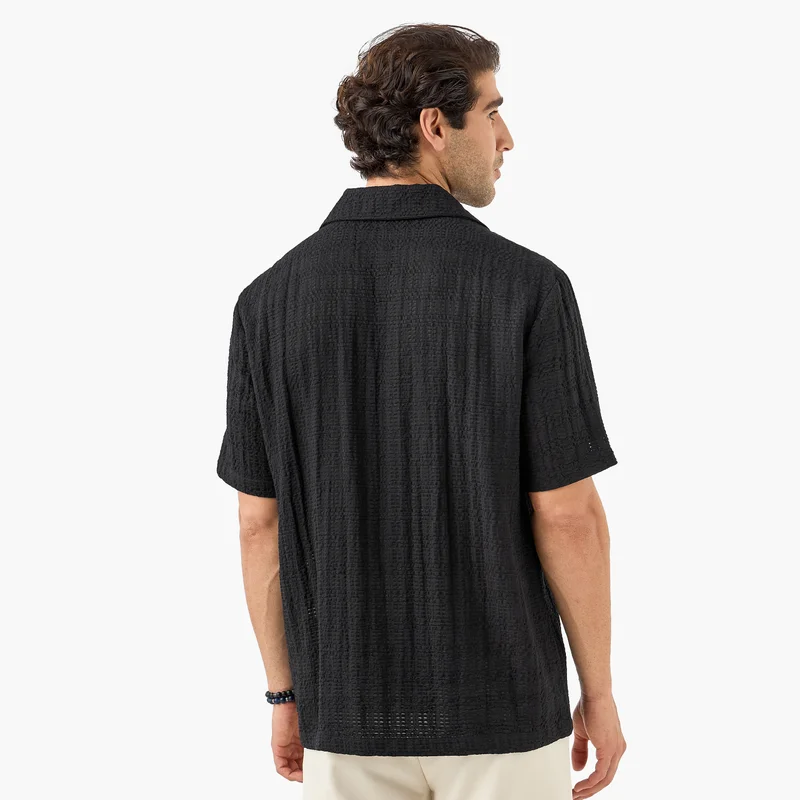 Iconic Iconic Textured Shirt with Short Sleeves