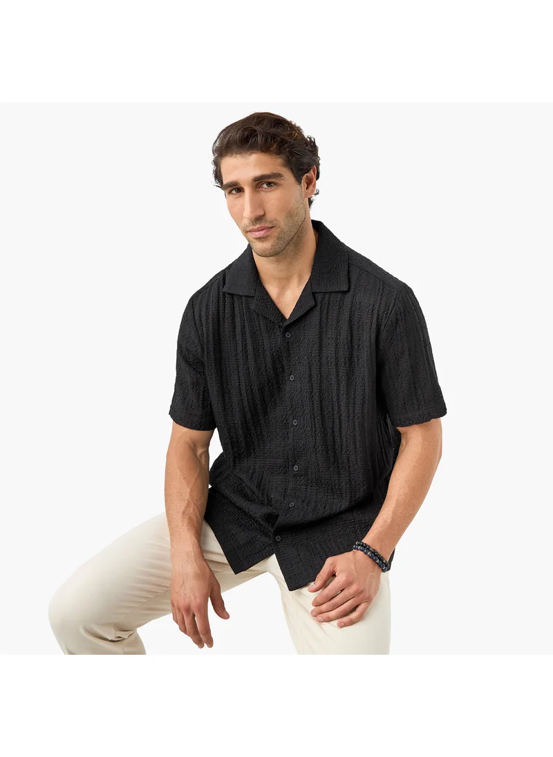 ايكونيك Iconic Textured Shirt with Short Sleeves