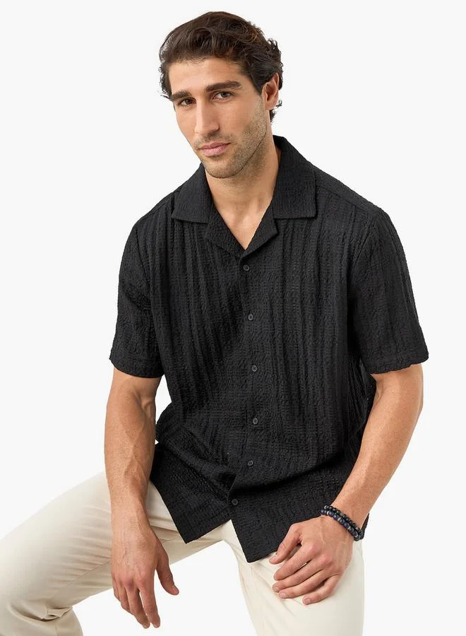 Iconic Iconic Textured Shirt with Short Sleeves