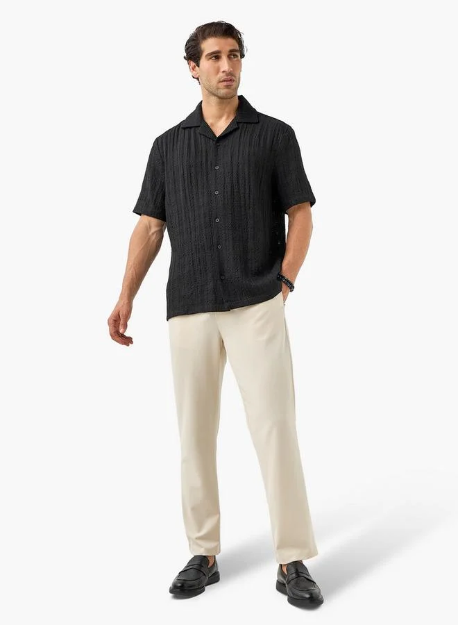 Iconic Iconic Textured Shirt with Short Sleeves