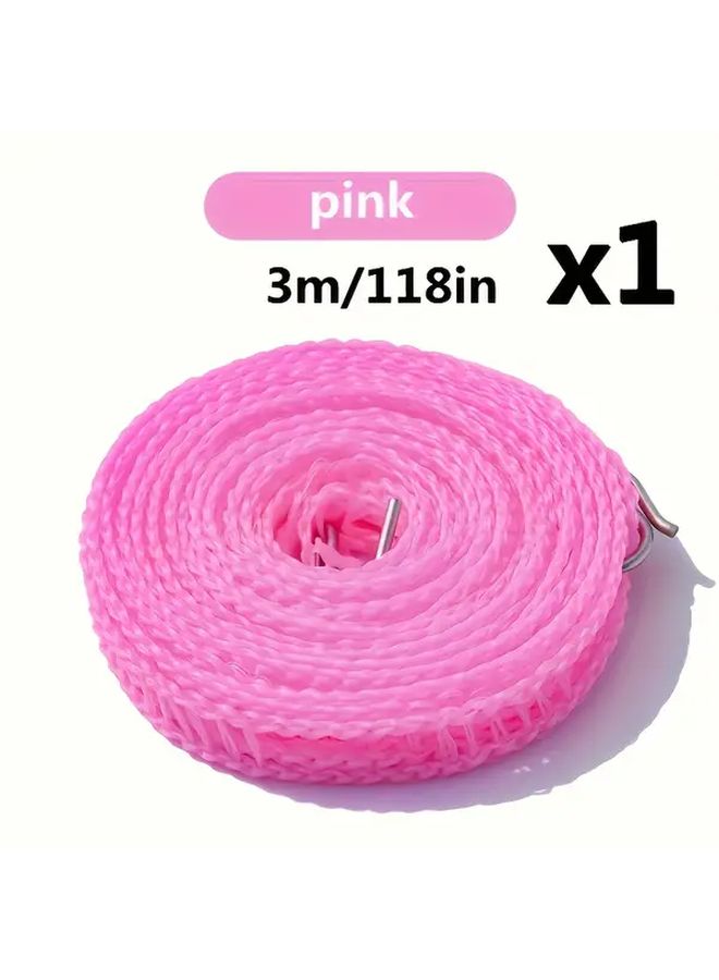 Blue Thick Drying Rope 300cm 17mm Plastic with Metal Clips Indoor Outdoor - Image 3