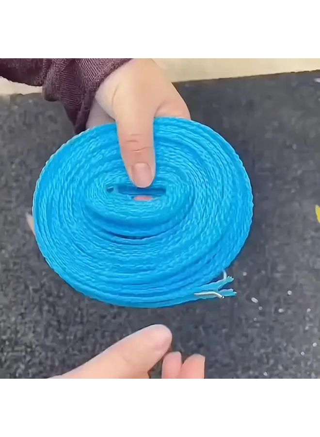 Blue Thick Drying Rope 300cm 17mm Plastic with Metal Clips Indoor Outdoor - Image 5