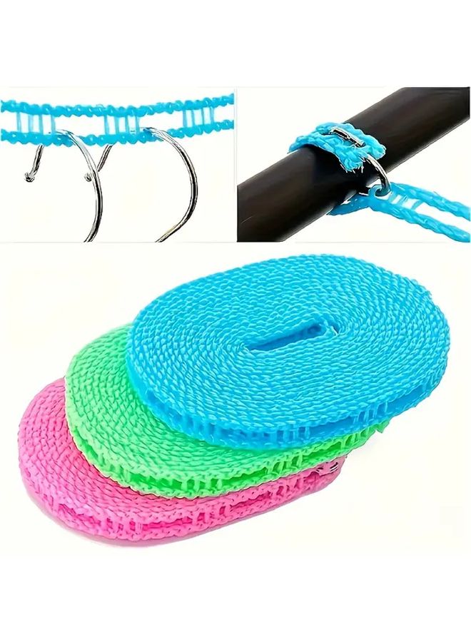 Blue Thick Drying Rope 300cm 17mm Plastic with Metal Clips Indoor Outdoor - Image 4