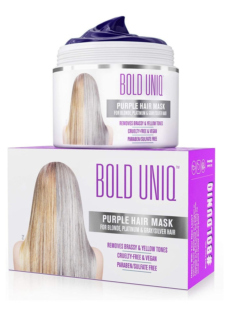 BOLD UNIQ - Purple Hair Mask - For Blonde, Platinum, Bleached, Silver, Gray, Ash & Brassy Hair, BoldPlex 3 Hair Treatment, and Coconut Hair Mask Bundle - Paraben & Sulfate free, Cruelty-free & Vegan - Image 1