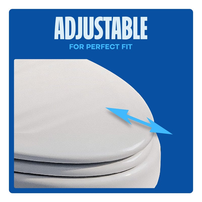 HIGHCRAFT Premium Elongated Toilet Seat with Slow-Close Design & Adjustable Hinges - Molded Wood Toilet Seat - Fits Standard Elongated Toilets - Oval Seat in White - Image 2