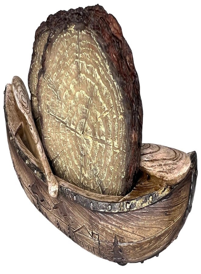 Top Brass Unique Canoe Coaster Set – Four Full Size Drink Coasters and Holder – Boating Mountain Fishing Lake Cabin Outdoor Trout Stream Rustic Decor - Image 4