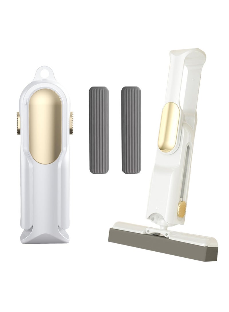 Portable Foldable Sponge Mop with 2 Heads, Ideal for Small Spaces, Perfect for Kitchen, Bathroom, Living Room and Car Cleaning, Includes Squeeze Handle - Image 1