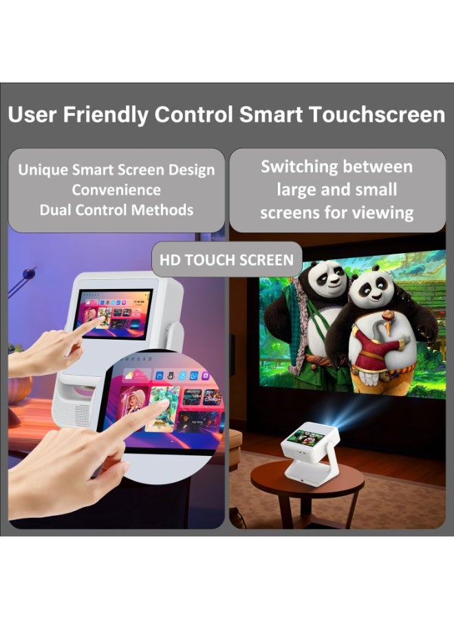 COOLHAWK Touch Screen 800 ANSI Projector, 1080P Full HD 4K Support Smart Andriod TV APP Store Video Portable  Projector, AI Auto Focus, WiFi 6 Bluetooth for Home Theater/Gaming/Outdoor (180° Stand & 250 ''Display) - Image 2