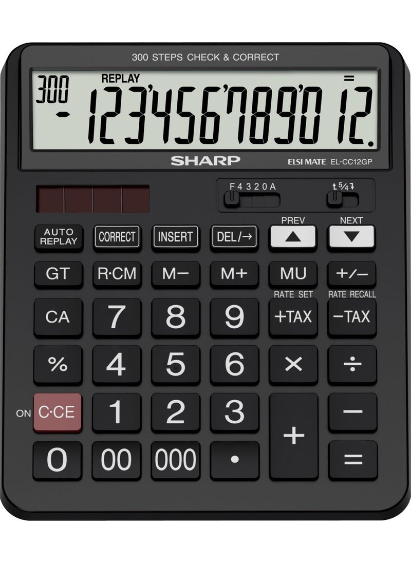 SHARP - EL-CC12GP 12 Digit Transaction Control Desktop Calculator - Image 1
