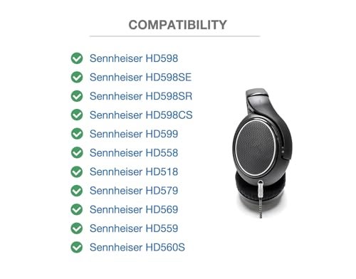 Voarmaks HD560s Cable Compatible with Sennheiser HD598 HD598SE HD598SR HD598CS HD599 HD558 HD518 HD579 HD569 HD559 HD560S Headphone Length 2m 6.5FT Soft Nylon Lightweight Includes 1/4" 6.35mm Adapter - Image 3