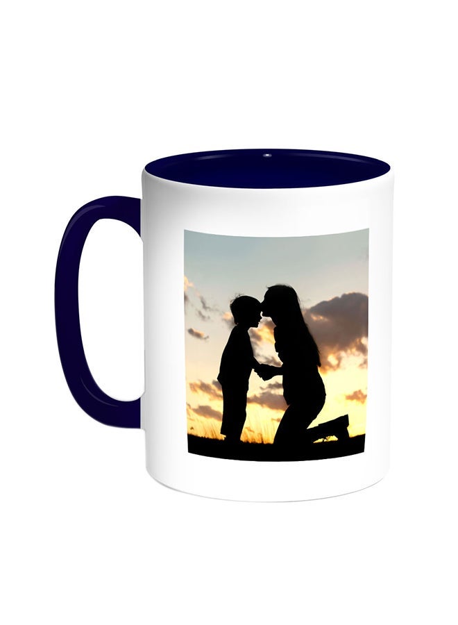 Mother And Child Printed Coffee Mug Blue/White 11ounce