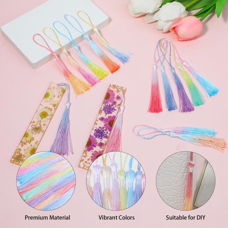 salbsever 30PCS Mini Tassels for Crafts Bookmark Tassels for Crafts 10 Colors Silky Soft Tassels with Cord Loops Handmade Craft 13cm/5-Inch Small Tassels for Bookmarks DIY Crafts Keychain Jewelry Making - Image 3