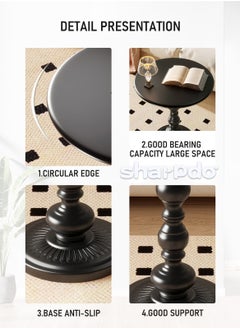 Sharpdo Sofa Side Table Living Room Coffee Table Household Roman Pillar End Table Black Wood 39x39x52 cm  - Image 3